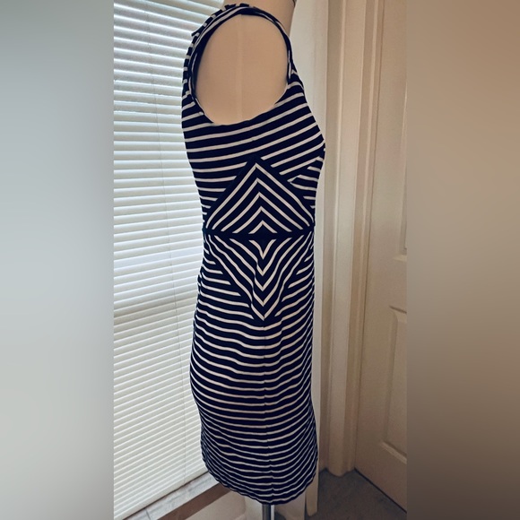 ANN TAYLOR 🌺 Black & White stripe Texture Dress SZ:6P - Picture 4 of 10
